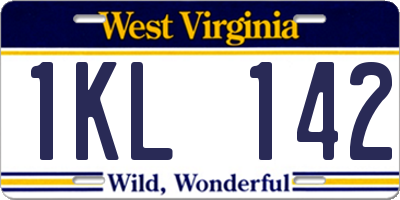 WV license plate 1KL142