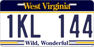 WV license plate 1KL144