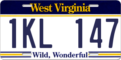 WV license plate 1KL147
