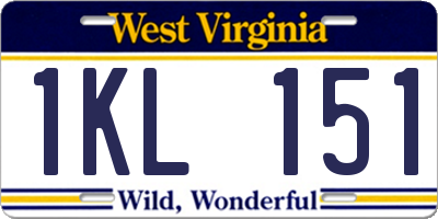 WV license plate 1KL151