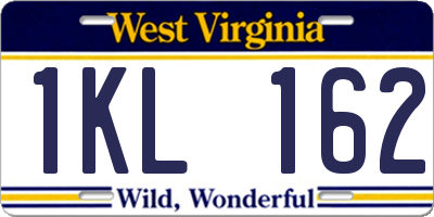 WV license plate 1KL162