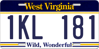 WV license plate 1KL181