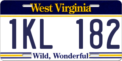 WV license plate 1KL182
