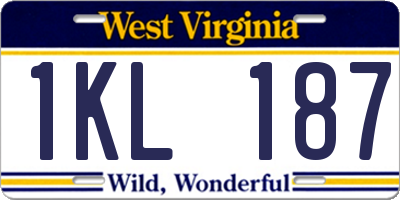 WV license plate 1KL187