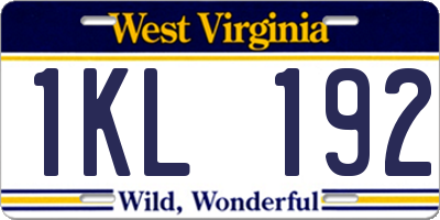 WV license plate 1KL192