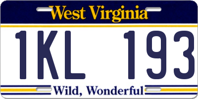 WV license plate 1KL193