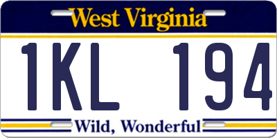 WV license plate 1KL194
