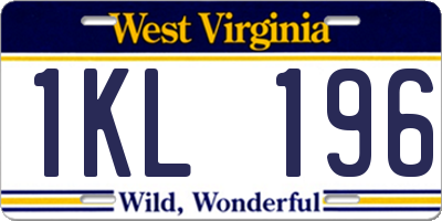 WV license plate 1KL196