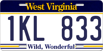 WV license plate 1KL833
