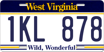WV license plate 1KL878