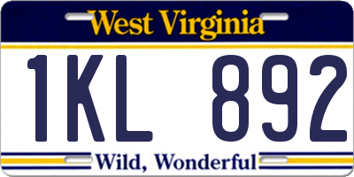 WV license plate 1KL892