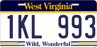 WV license plate 1KL993