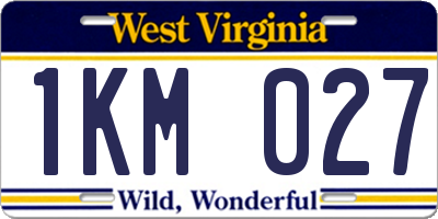 WV license plate 1KM027
