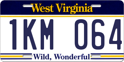 WV license plate 1KM064