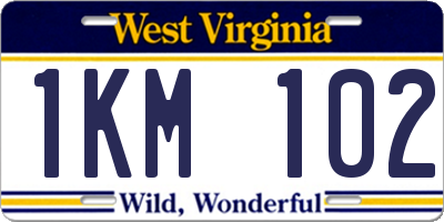 WV license plate 1KM102