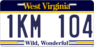WV license plate 1KM104