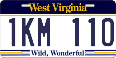 WV license plate 1KM110