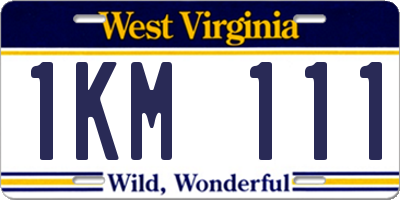 WV license plate 1KM111
