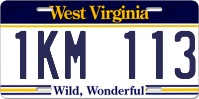 WV license plate 1KM113