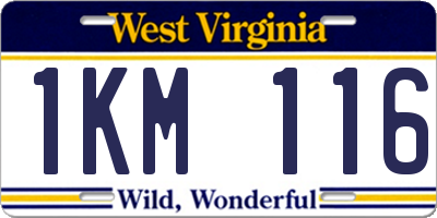 WV license plate 1KM116