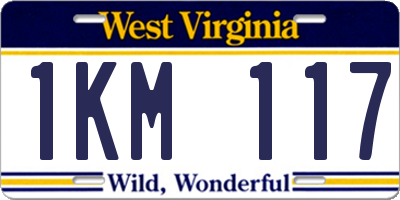 WV license plate 1KM117