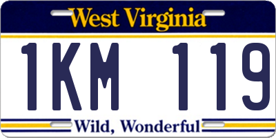 WV license plate 1KM119