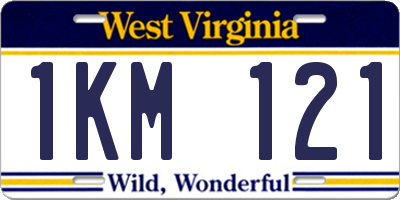 WV license plate 1KM121