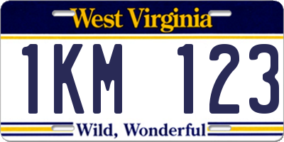 WV license plate 1KM123