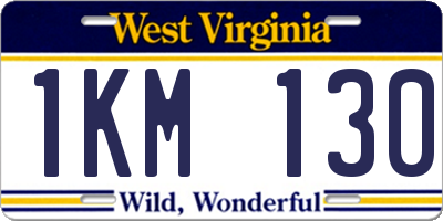 WV license plate 1KM130