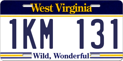 WV license plate 1KM131
