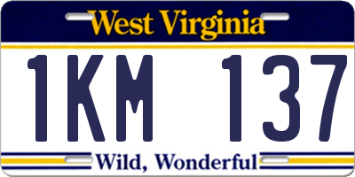 WV license plate 1KM137
