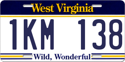 WV license plate 1KM138