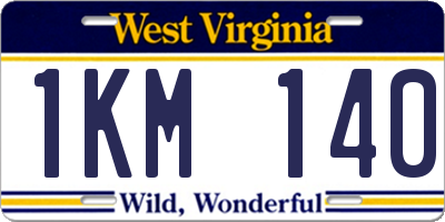 WV license plate 1KM140