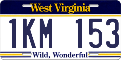 WV license plate 1KM153