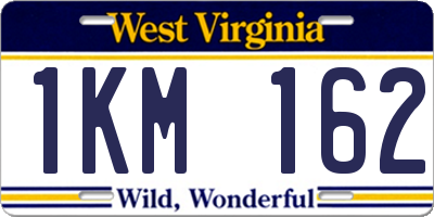 WV license plate 1KM162