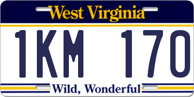WV license plate 1KM170