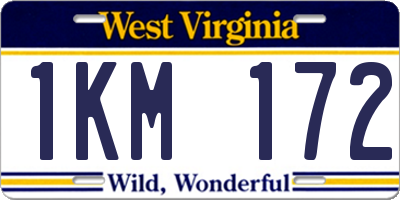 WV license plate 1KM172