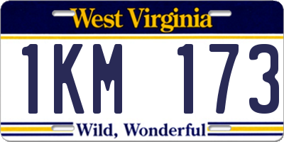 WV license plate 1KM173