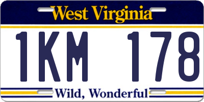 WV license plate 1KM178