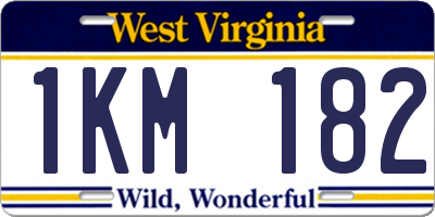WV license plate 1KM182