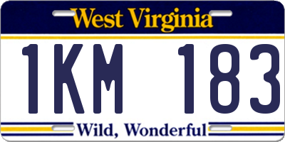 WV license plate 1KM183
