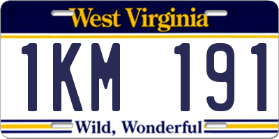 WV license plate 1KM191