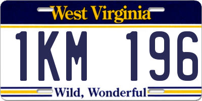 WV license plate 1KM196