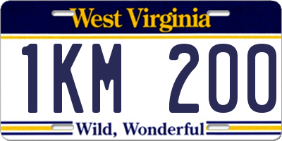 WV license plate 1KM200