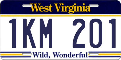 WV license plate 1KM201