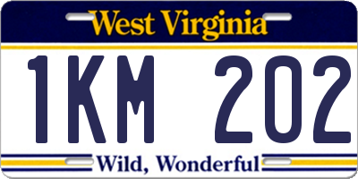 WV license plate 1KM202