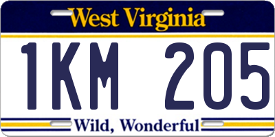 WV license plate 1KM205