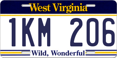 WV license plate 1KM206