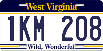 WV license plate 1KM208