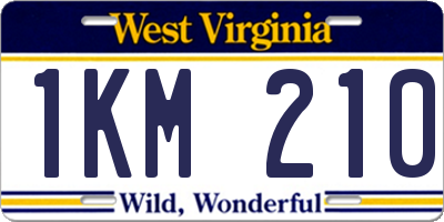 WV license plate 1KM210